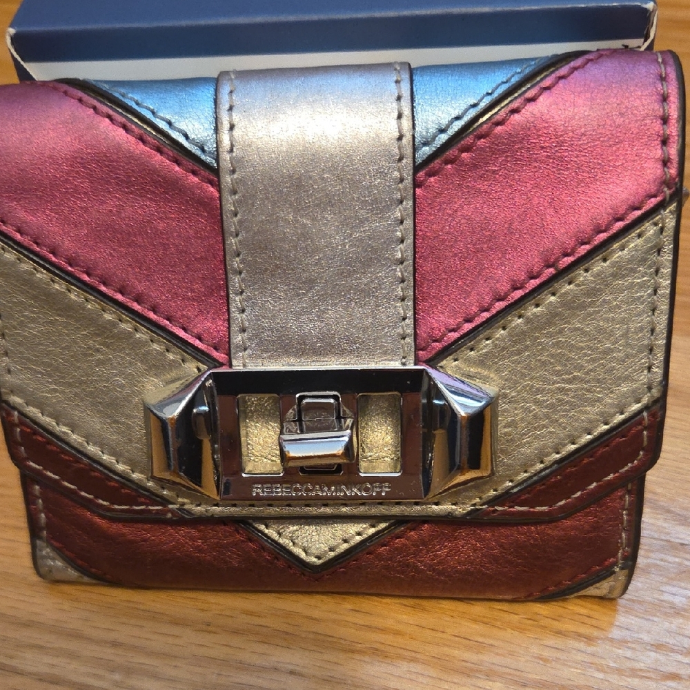 Luxe Rebecca Minkoff Red and Gold Chevron Wallet